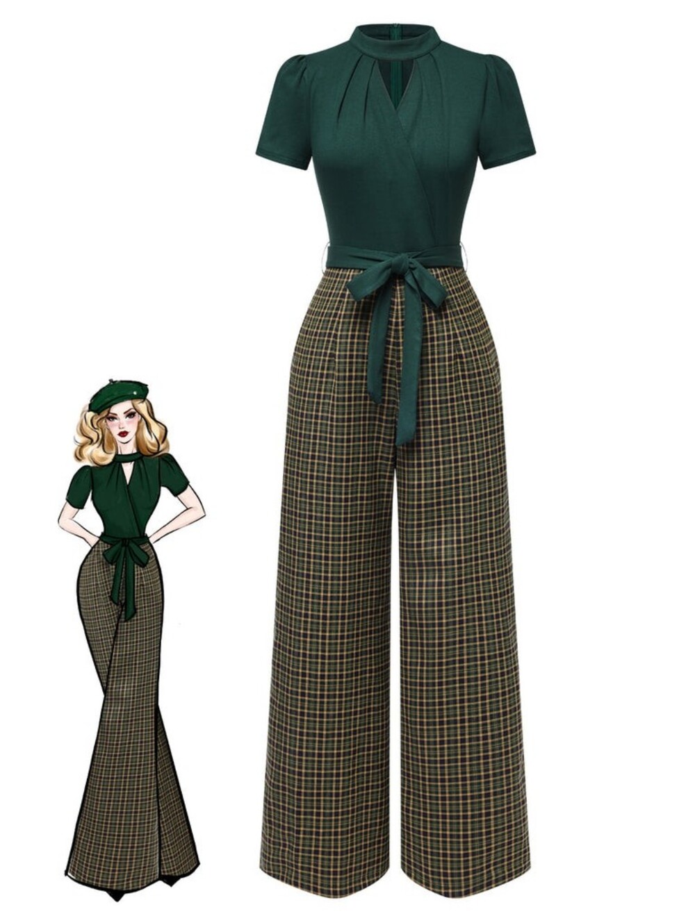 Retro Stage Wide Leg Keyhole Jumpsuit